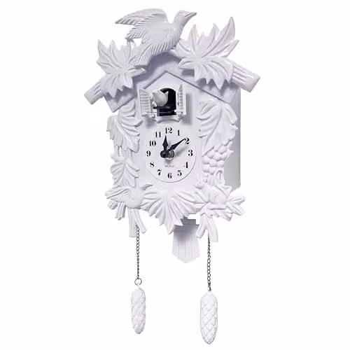 WALPLUS White Vintage Cuckoo Wall Clock with Pendulum and Bird, W/H: 20.2 x 37 cm