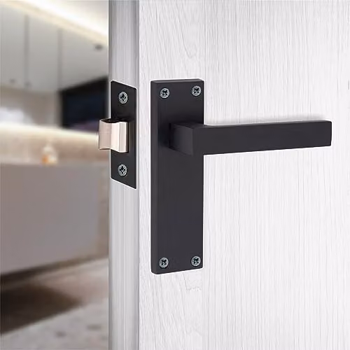 Golden Grace Straight Delta Latch Door Handles, 5 Pairs, Matt Black, 150mm – 5