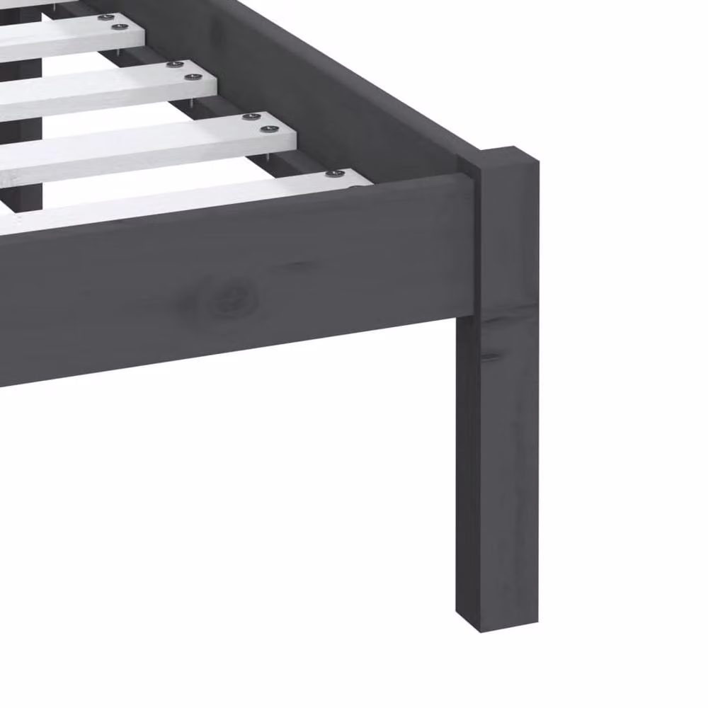 Berkfield Home Beautiful Bed Frame in Grey Solid Pine, W/D/H: 200 x 100 x 206 cm – 4
