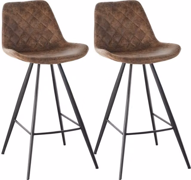 ERGOVEXA Set of 2 Vintage Microfiber Cloth Tub Seat Padded Bar Stools, Brown – 1