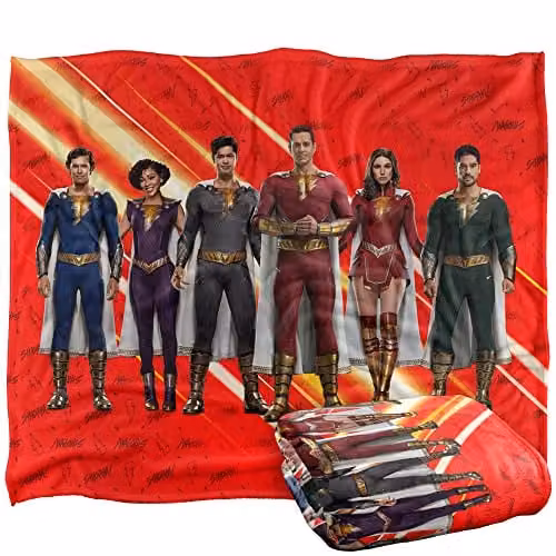 Logovision Shazam Fury of the Gods Super Soft Fleece Throw Blanket, W/D/H: 152 x 127 cm, White/Multicolour