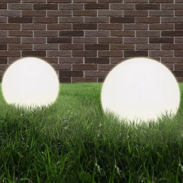 Berkfield Home LED Spherical Bowl Lamps in White, 2 Pack, Diameter: 40 cm