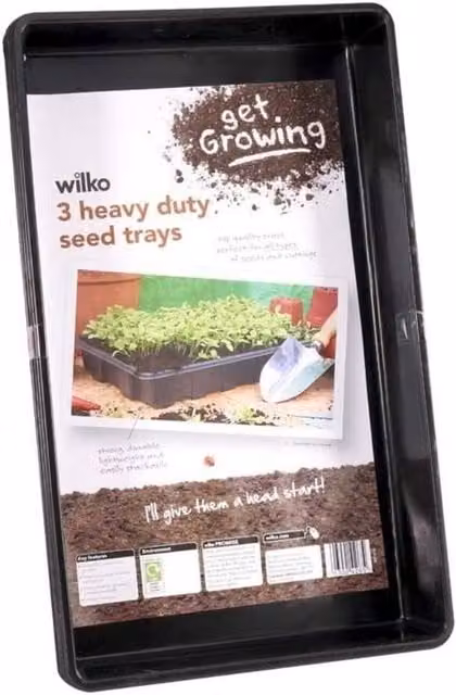 KDMD Black Heavy Duty Plastic Seed Tray Planter, 3 Pack