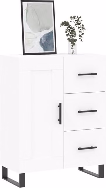 Berkfield Home Modern White Sideboard in Matt Engineered Wood W/D/H: 69.5 x 34 x 90 cm – 1
