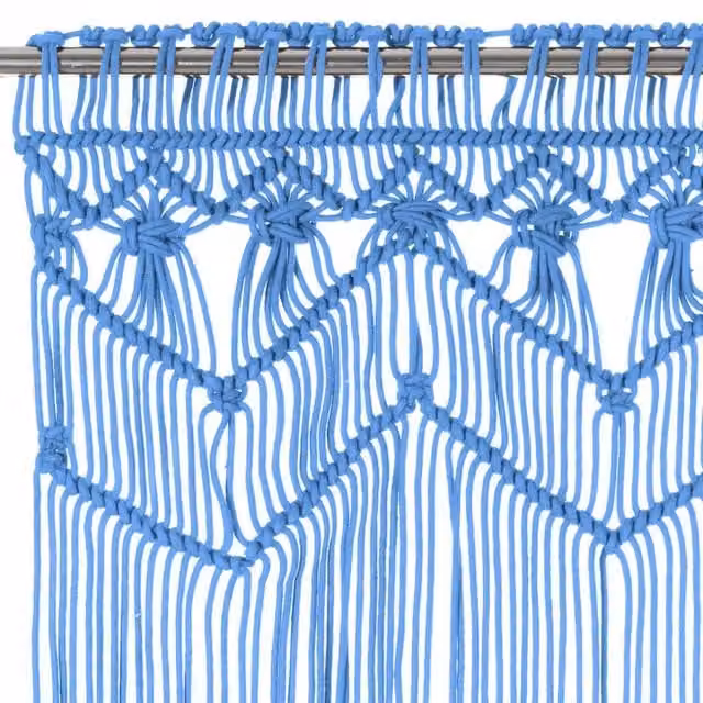 Berkfield Home Blue Macrame Cotton Curtain, W: 140 cm, H: 240 cm – 1