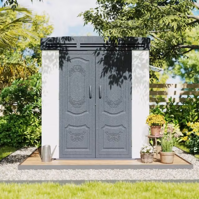 Madefor.living Grey Plastic Shed with Window and Aluminium Support Structure
