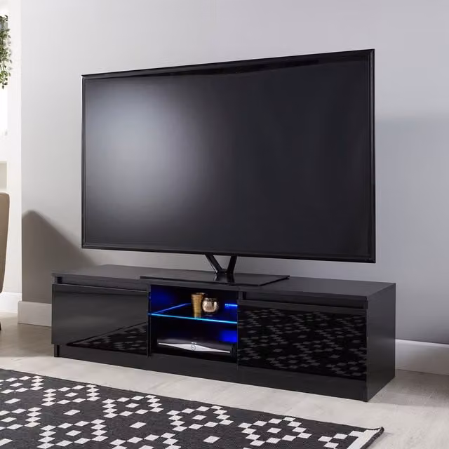 Moderna Gloss Black Modern TV Stand W/D/H: 140 x 40 x 35 cm