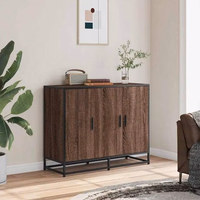 Berkfield Home Industrial Sideboard in Brown Oak, W/D/H: 94 x 35 x 76 cm – 1