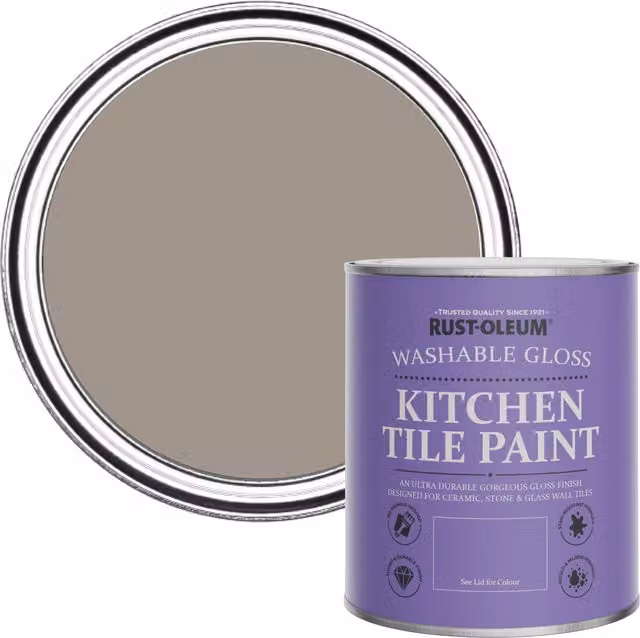 Rust-Oleum Water-Based Kitchen Tile Paint in Gloss Finish, Whipped Truffle, 0.75 l