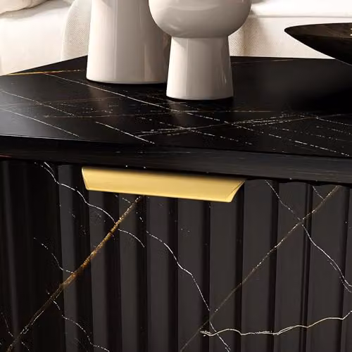 HOMCOM Modern Black and Gold Rectangular Coffee Table with Metal Frame – 7