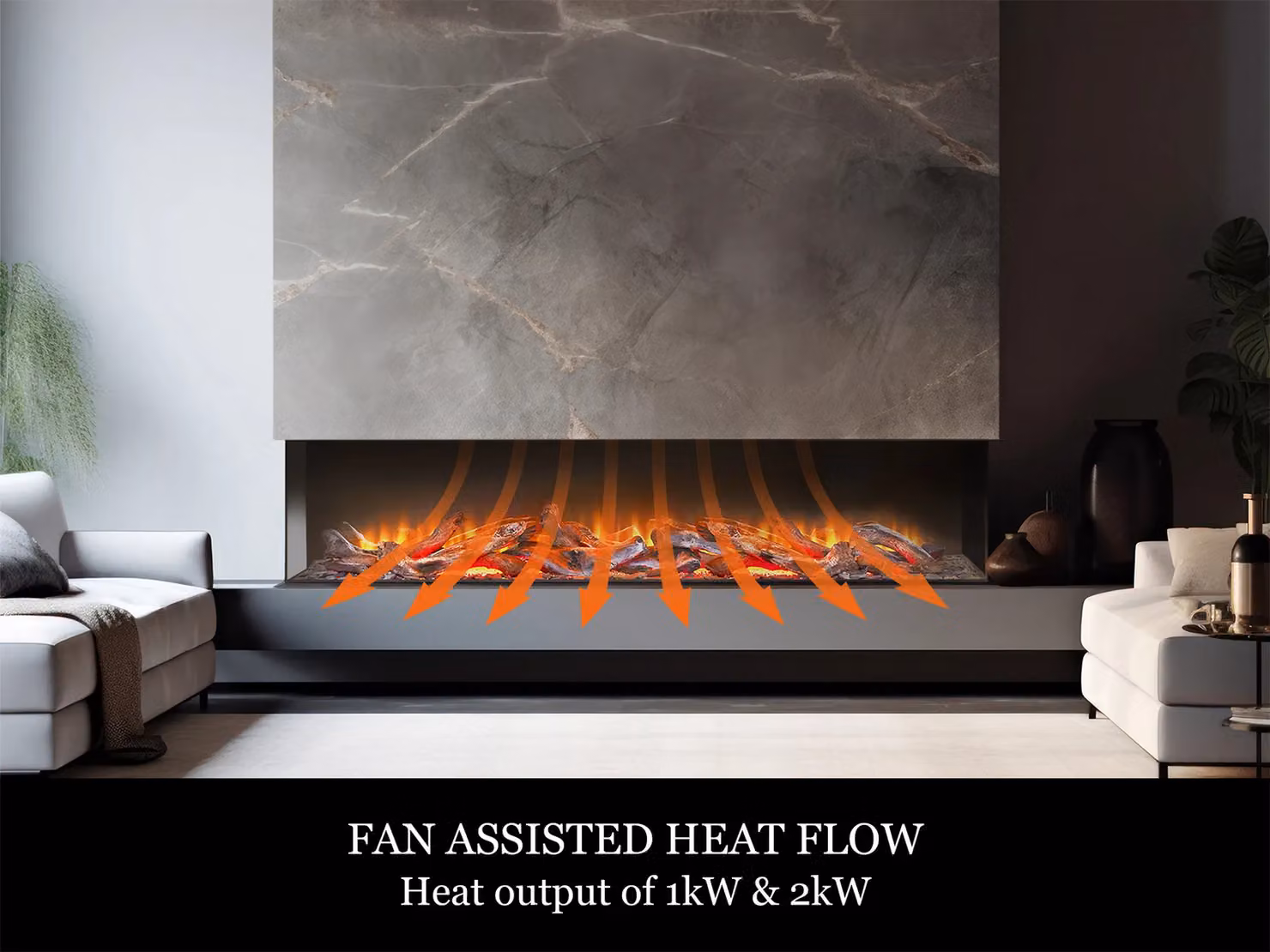 Acantha Fires & Fireplaces Ignis 2000 Panoramic Black Electric Media Wall Fire – 3