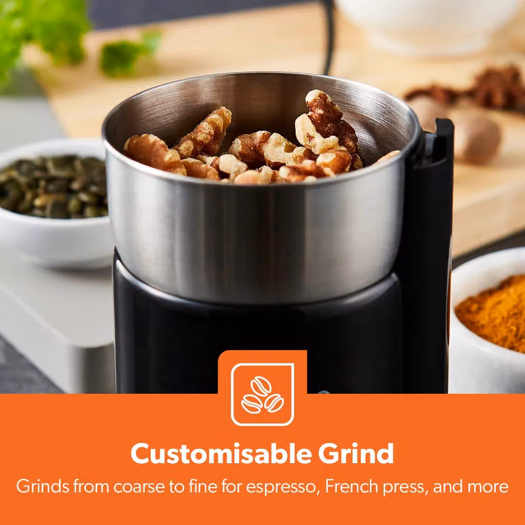 Geepas 200W Electric Coffee and Spice Grinder in Black with Stainless Steel and Glass Components – 7