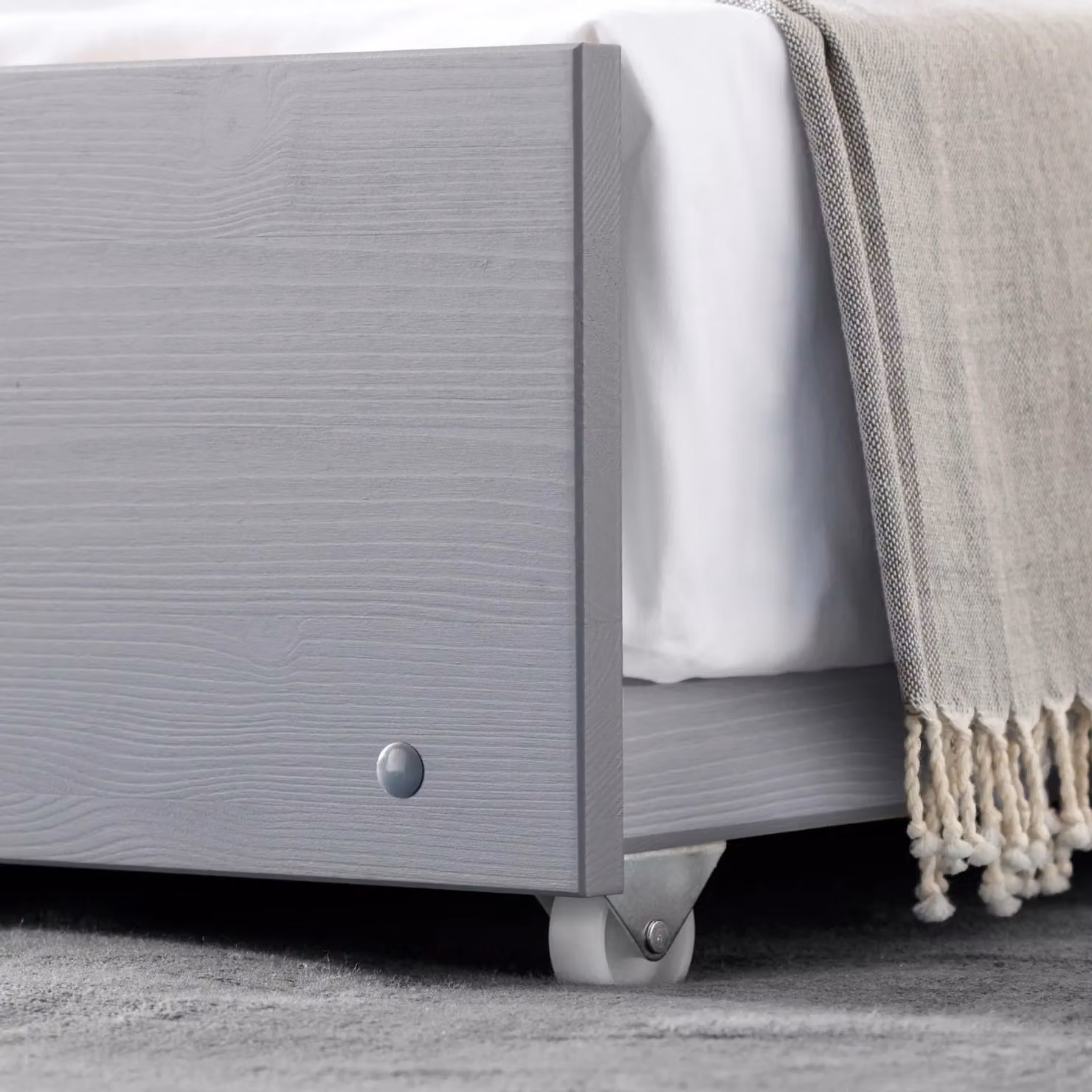 Rest Relax Trent Solid Pine Single Guest Bed in Grey with Side Compartments, 90 x 190 cm – 2