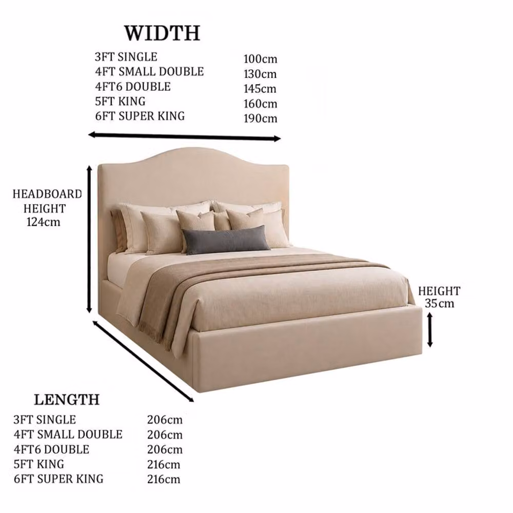 Desire Deco Brooklyn Ottoman Storage Bed Frame in Beige Plush Velvet, W/D/H: 140 x 200 x 124 cm – 2