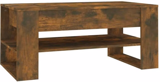 Berkfield Home Smoked Oak Coffee Table in Brown, W/D/H: 102 x 55 x 45 cm