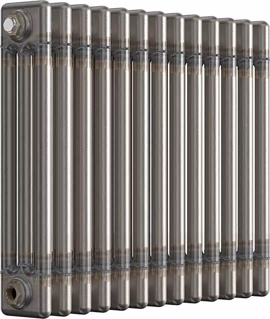 Lux Heat Horizontal 3 Column Traditional Steel Radiator in Silver Grey, H: 50 cm, W: 60.5 cm