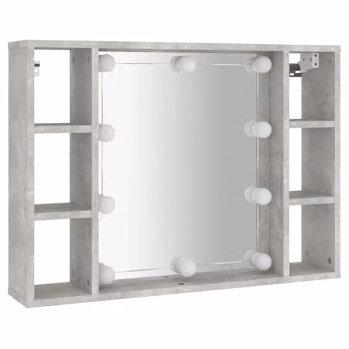 vidaXL Modern Wall-Mounted Mirror Cabinet with LED Lighting in Matt Grey, W/D/H: 76 x 15 x 55 cm