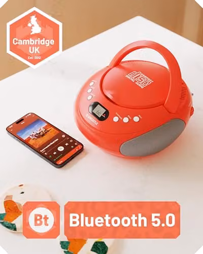 Oakcastle Portable Bluetooth CD Boombox with FM Radio in Red – 2