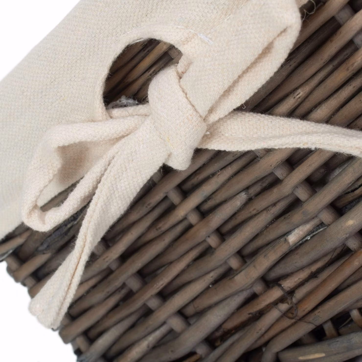 Red Hamper Set of 2 Antique Wash Finish Cotton Lined Willow Trays in Brown and Red – 3
