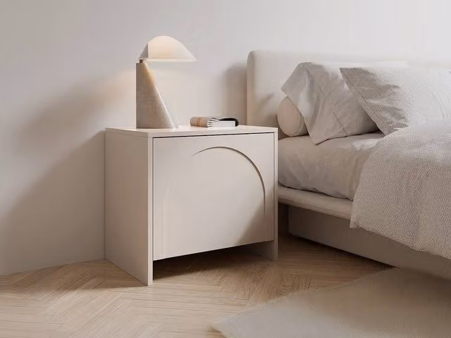 Maison Céphy Nalyra Set of 2 Beige Bedside Tables with 1 Door, W/D/H: 40 x 50 x 52 cm