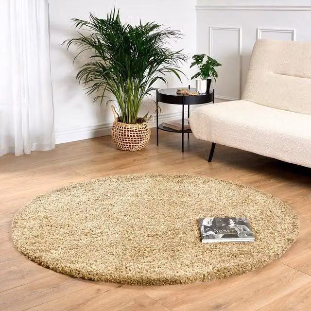 Bravich California Shaggy Round Rug in Beige, Diameter: 150 cm