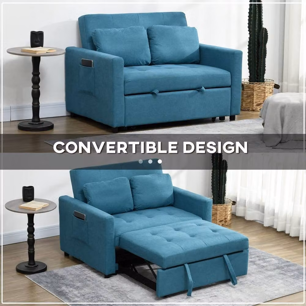 Wyld Haus Codoha Blue 2 Seater Fabric Sofa Bed with Scatter Cushions – 4