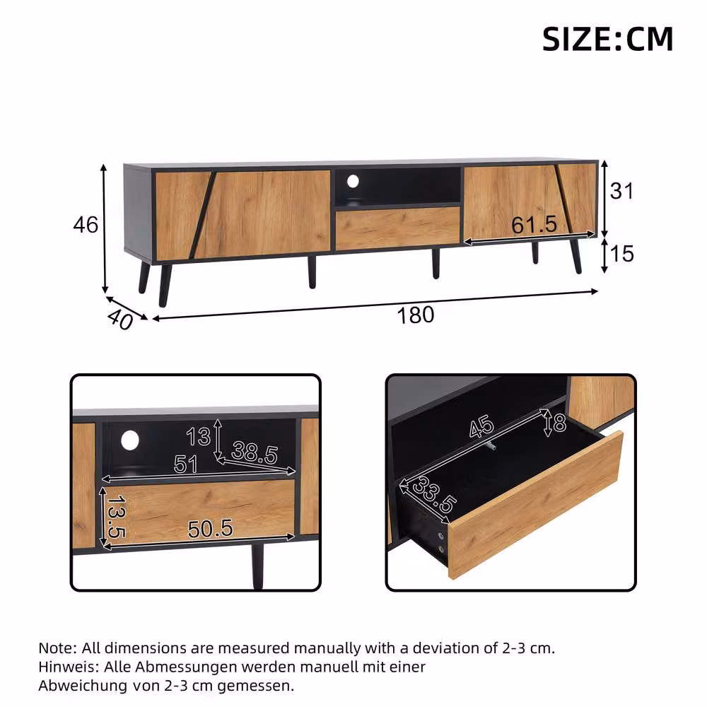 Matteo Modern Wood and Black TV Unit with Storage and Soft-Close Doors – 3
