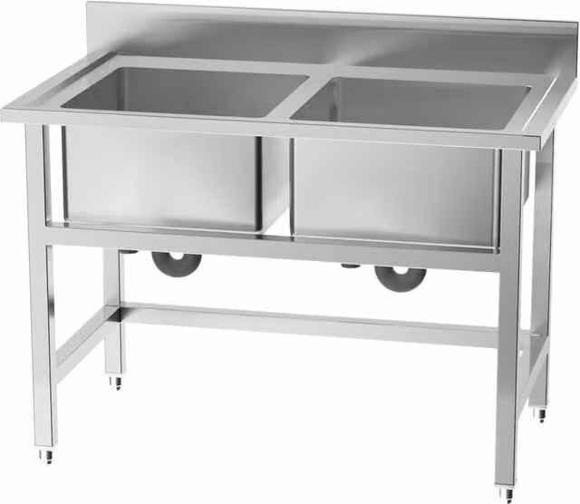 Darphe Commercial Double Bowl Stainless Steel Kitchen Sink in Silver