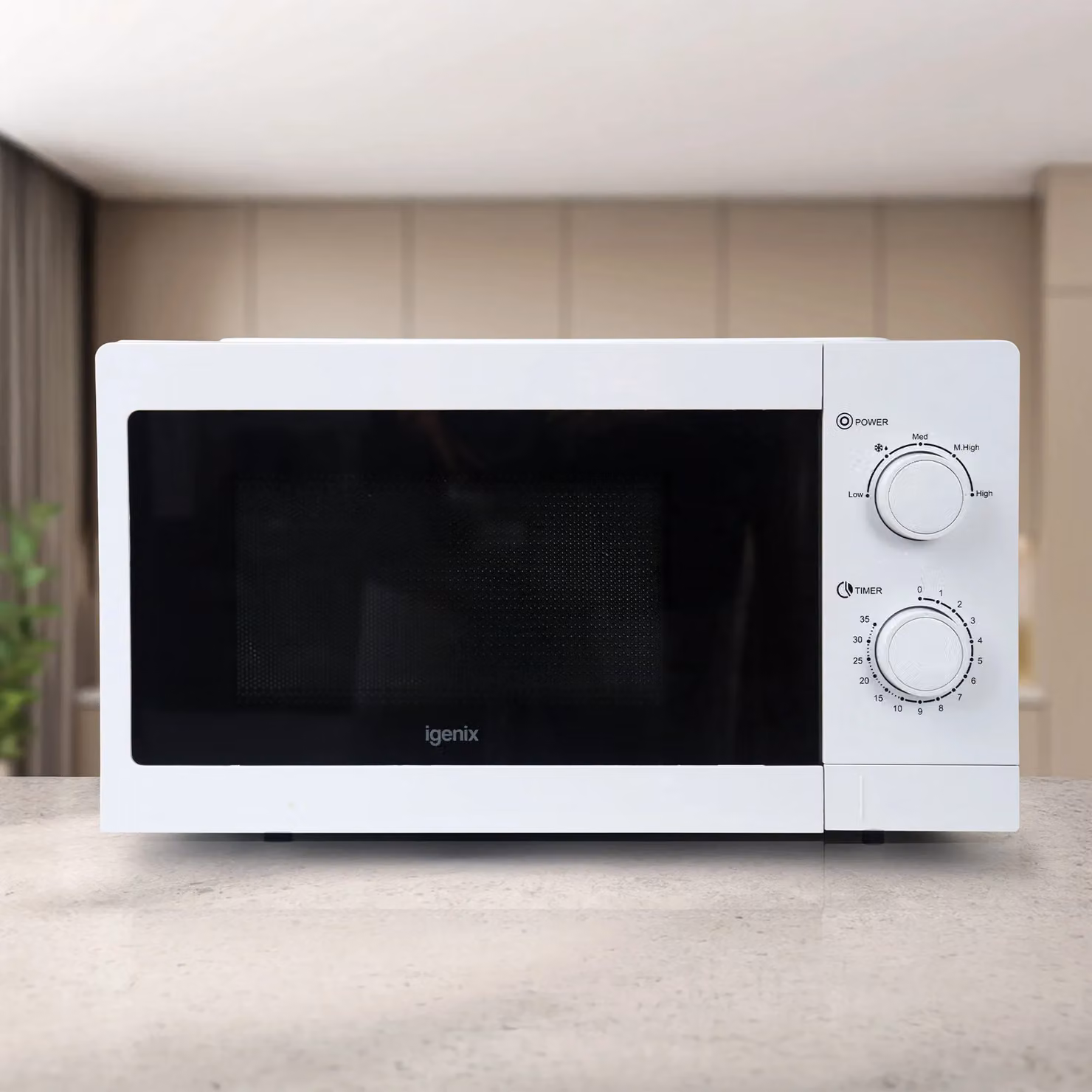 Igenix 20L Solo Manual Countertop Microwave, 800W, White – 4