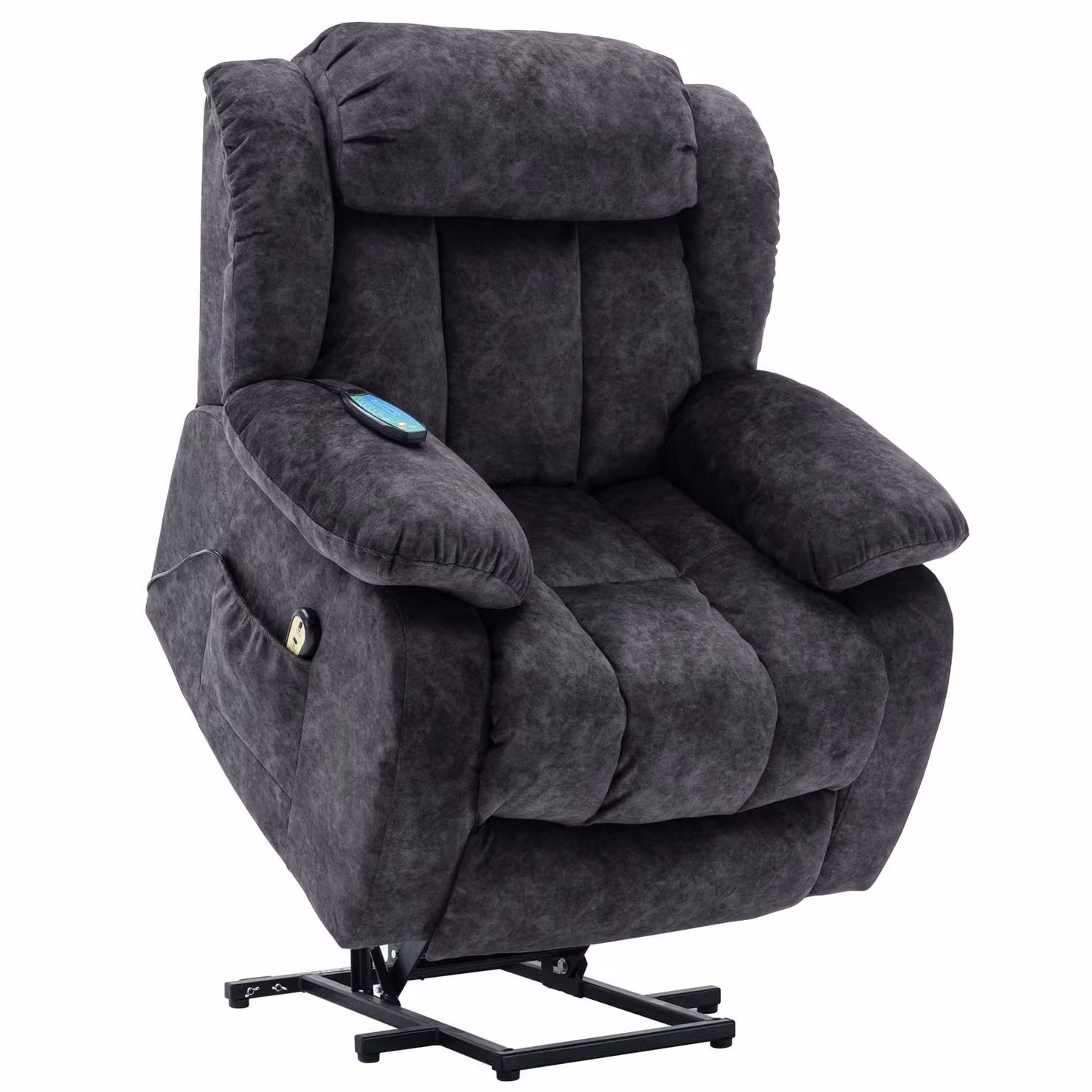 Aosom UK Grey Velvet Power Lift Recliner Massage Chair with Heat and Vibration, W/D/H: 96 x 95 x 100 cm – 2