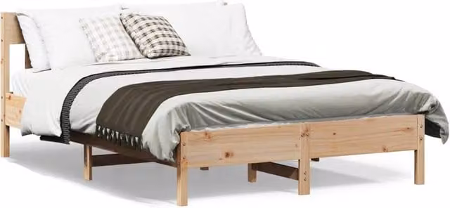 Berkfield Home Solid Wood Pine Bed Frame in Natural, W/D/H: 160 x 200 cm – 1