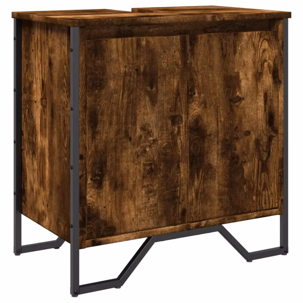 Berkfield Home Smoked Oak Bathroom Sink Cabinet, W/D/H: 60 x 35 x 60 cm – 2
