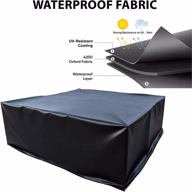 NESTLUNE Waterproof Black Outdoor Garden Furniture Cover, W/D/H: 200 x 200 x 90 cm