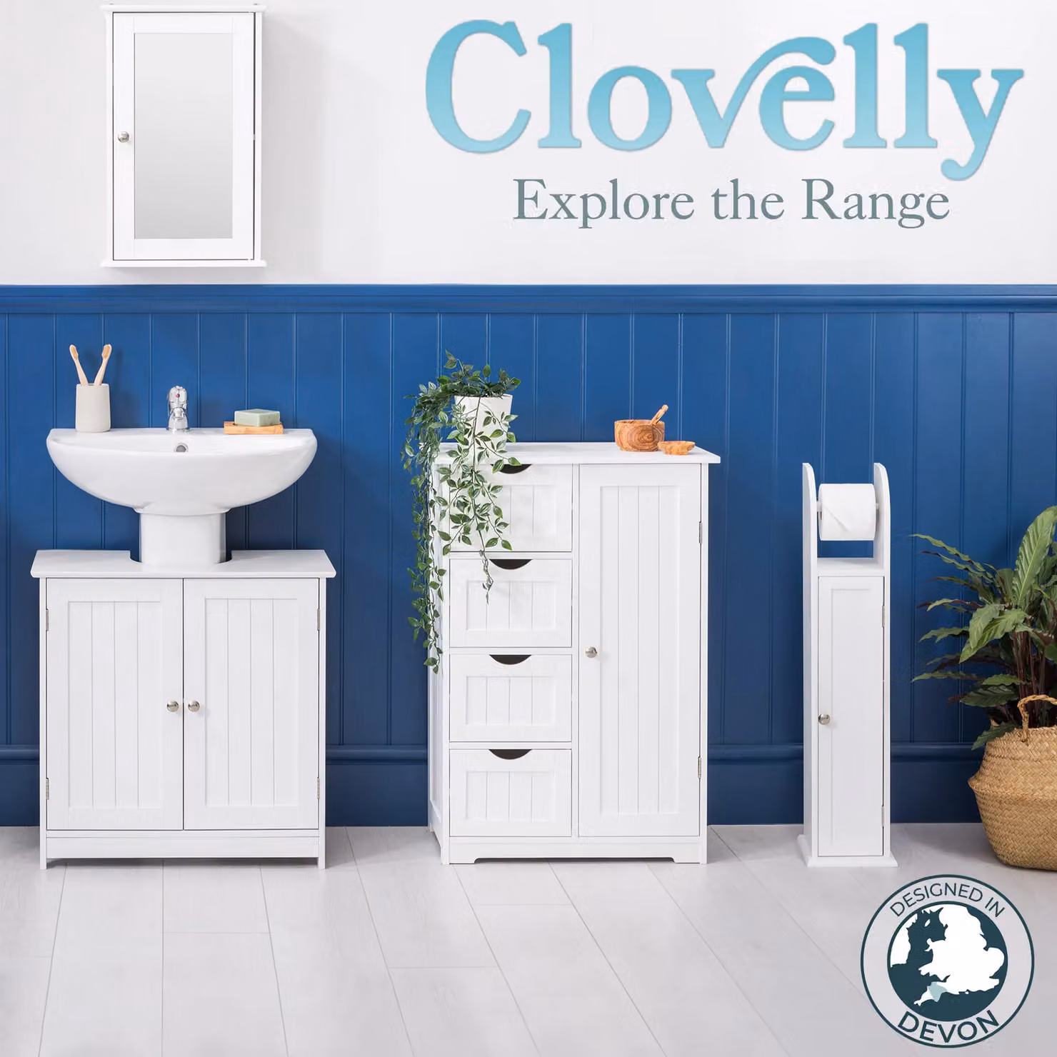 Christow White Lacquered Wooden Bathroom Mirror Cabinet with Internal Shelves, W/D/H: 34 x 15 x 53 cm – 3
