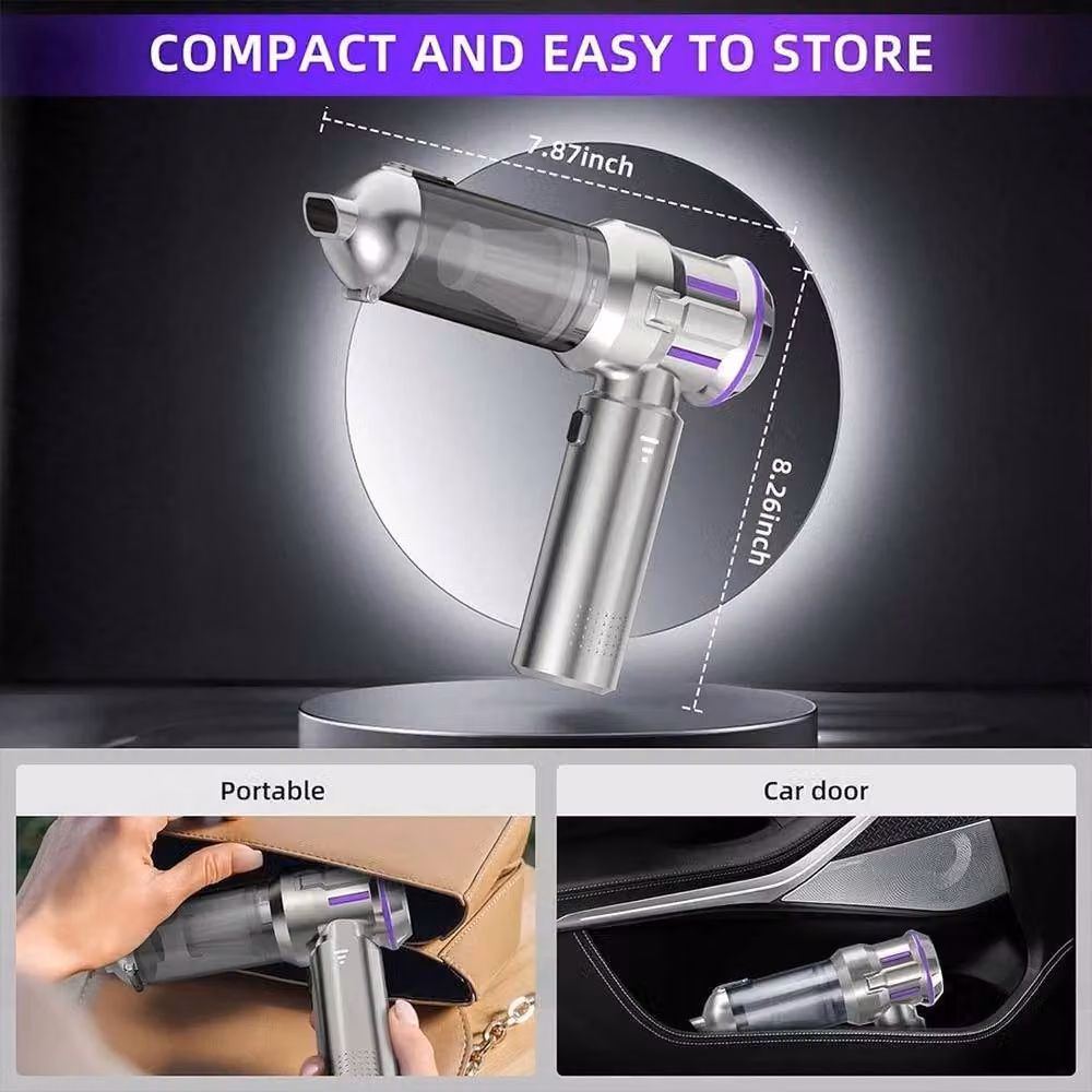 NESTLUNE Cordless Handheld 4-in-1 Car Vacuum Cleaner with Blow Function in Silver – 3