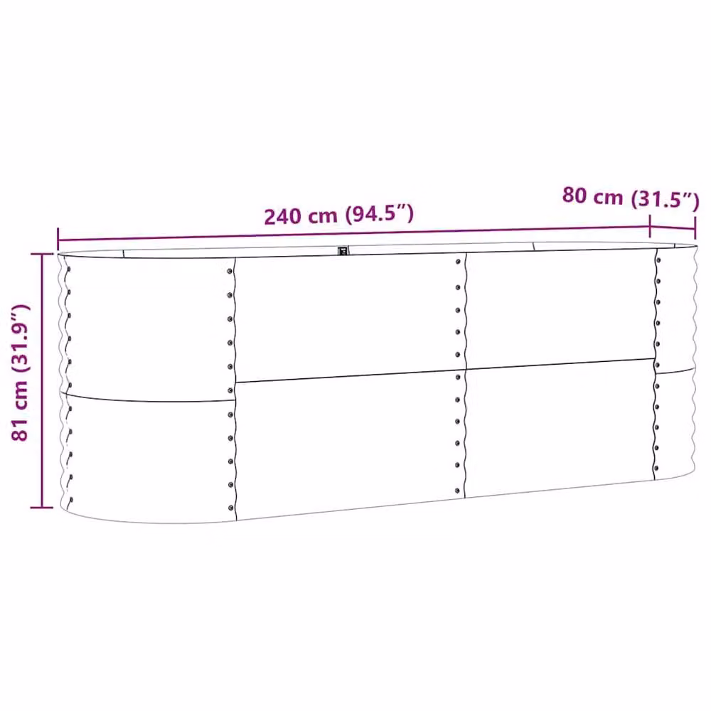 Berkfield Home Garden Brown Galvanised Steel Raised Bed W/D/H: 240 x 80 x 81 cm – 6