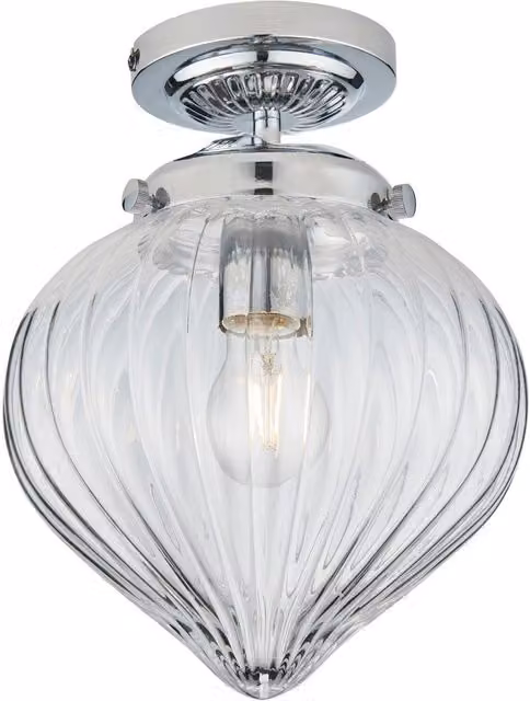 Endon Chrome and Transparent Glass Sphere Ceiling Light with E27 Fitting, IP44 Rated for Bathrooms