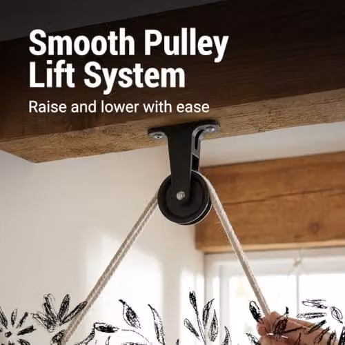 Gr8 Home Black Cast Iron and Wood 4 Lath Ceiling Pulley Clothes Airer – 5