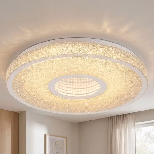 Globo Lighting Astania LED Ceiling Light with 3D Crystal Effect, White and Chrome, Diameter: 38 cm – 2