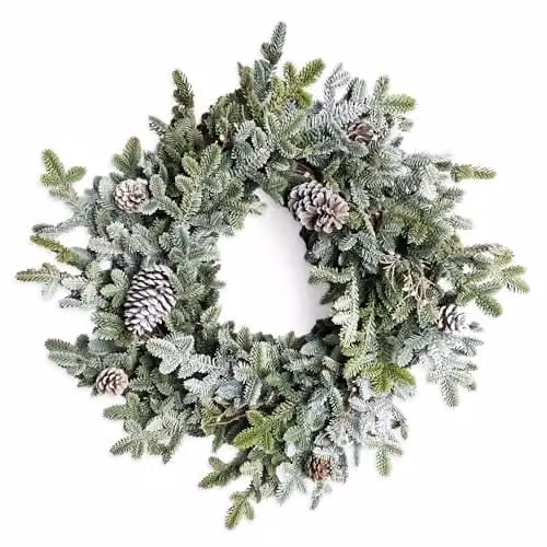 SHATCHI Cypress Pine Wreath in Green with Pine Cones, Diameter: 80 cm