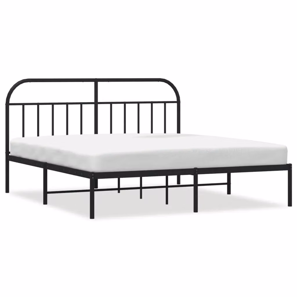 Berkfield Home Metal Bed Frame with Headboard in Black W: 183 cm, L: 213 cm – 2
