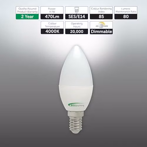 BELL Lighting E14 Dimmable LED Candle Light Bulbs, Cool White, Pack of 3 – 2