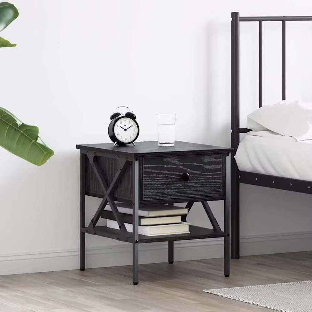 Berkfield Home Modern Bedside Table in Black Oak, W/D/H: 40 x 42 x 45 cm – 2