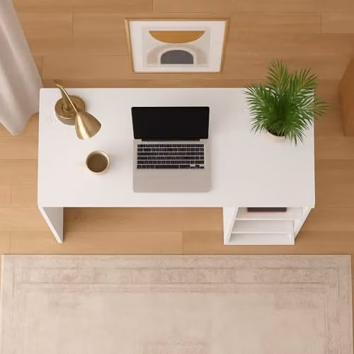Decorotika Modern White Computer Desk with Single Pedestal and Matt Finish – 3