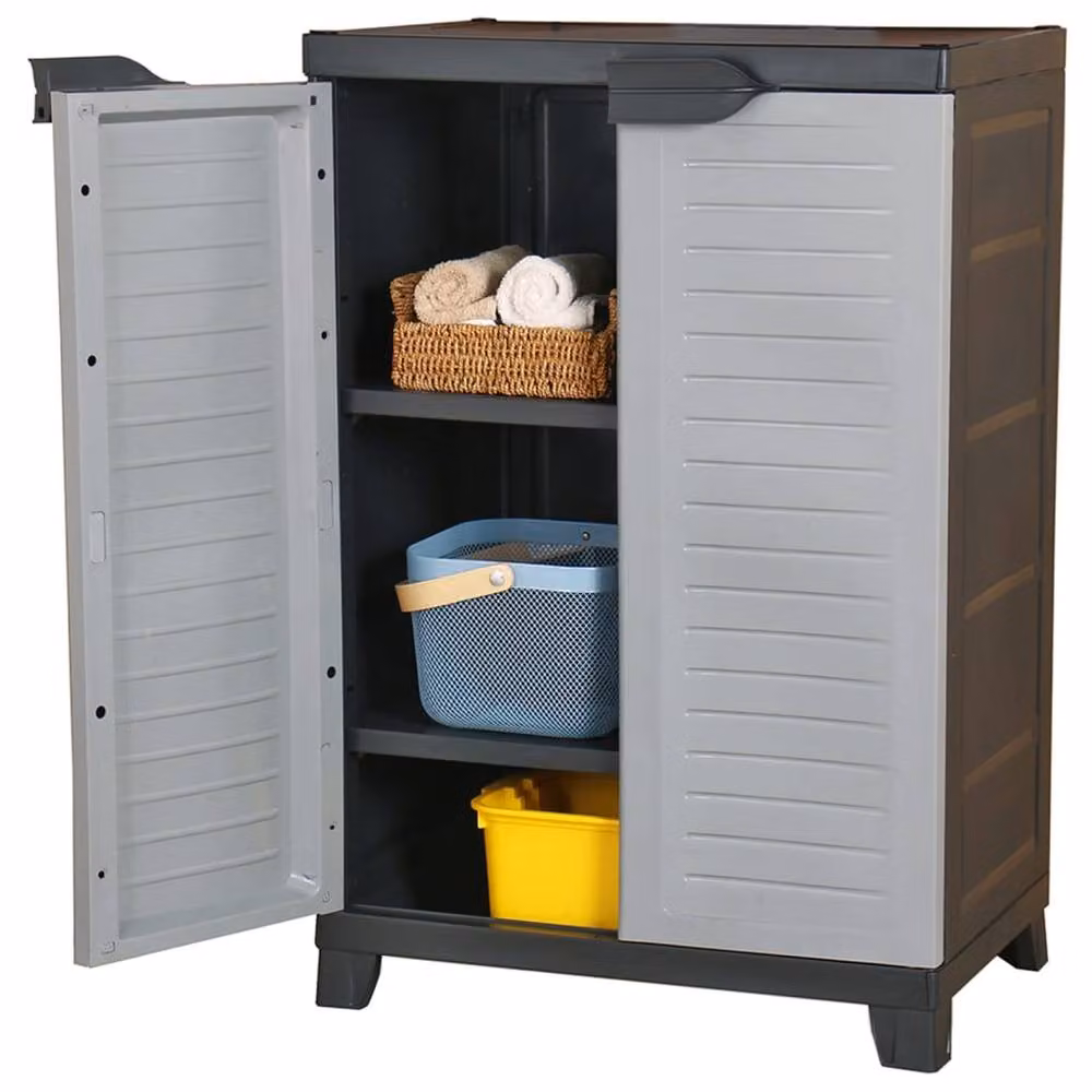 Berkfield Home Plastic Cabinet in Grey, W/D/H: 65 x 45 x 97 cm – 2