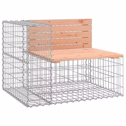 vidaXL Gabion Design Garden Bench in Solid Douglas Wood, W/D/H: 92 x 71 x 65.5 cm