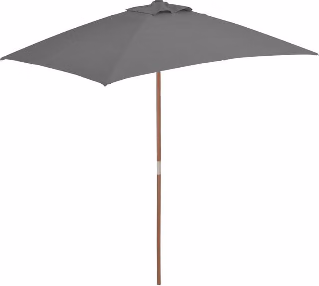 Berkfield Home Outdoor Parasol with Wooden Pole, Anthracite and Black, W: 200 cm, D: 150 cm