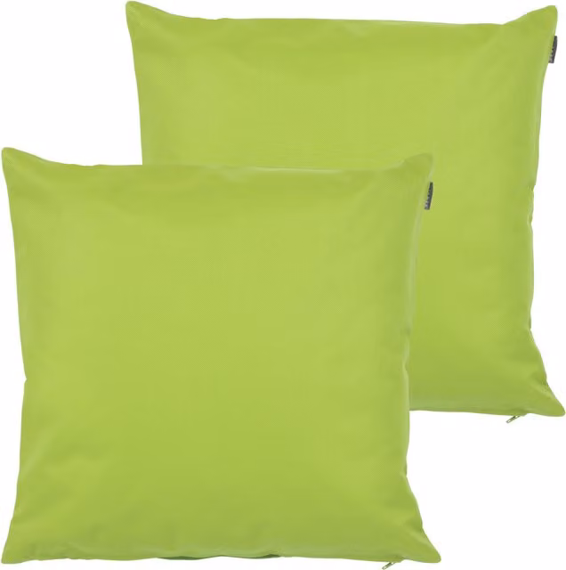 ICON Set of 2 Plain Indoor and Outdoor Square Cushions with Hollow Fibre Filling, Green, W/D/H: 43 x 43 x 43 cm – 1