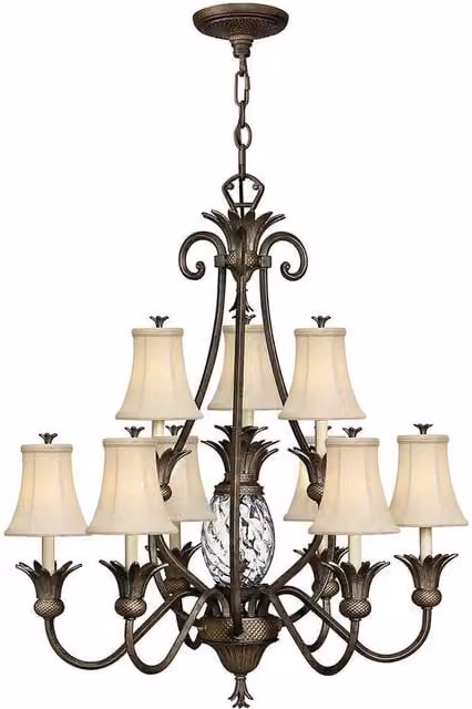Elstead Plantation 10 Light Multi Arm Chandelier in Bronze Finish with E14 Bulbs