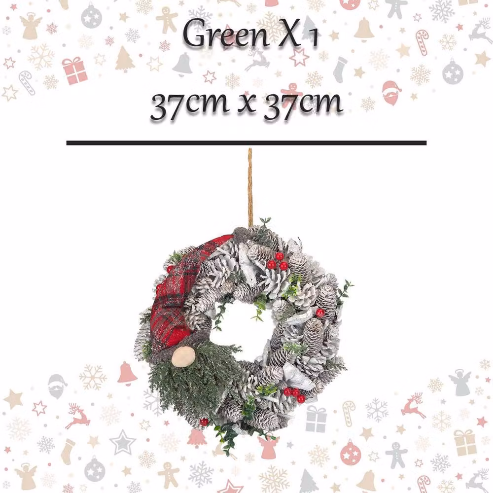 VFM e-Store Christmas Wreath Decoration in Green, Brown and Multicolour, W/D/H: 37 x 37 x 37 cm – 2